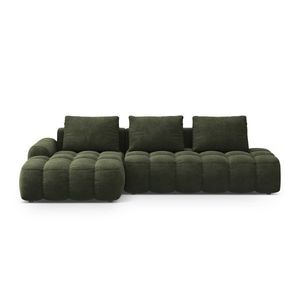 Coltar extensibil stanga 3 locuri, Linz, Cosmopolitan Design, 275x142x84 cm, cotiera dreapta, catifea, verde imagine