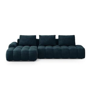 Coltar extensibil stanga 3 locuri, Linz, Cosmopolitan Design, 275x142x84 cm, cotiera dreapta, catifea, albastru petrol inchis imagine
