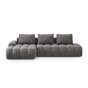 Coltar extensibil stanga 3 locuri, Linz, Cosmopolitan Design, 275x142x84 cm, cotiera dreapta, catifea, gri imagine