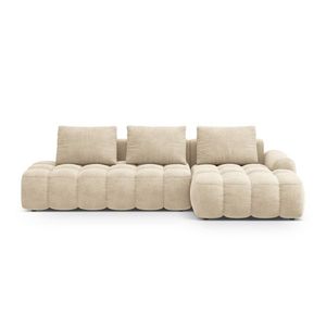 Coltar extensibil dreapta 3 locuri, Linz, Cosmopolitan Design, 275x142x84 cm, cotiera stanga, catifea, bej deschis imagine