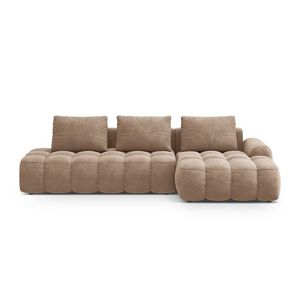 Coltar extensibil dreapta 3 locuri, Linz, Cosmopolitan Design, 275x142x84 cm, cotiera stanga, catifea, bej inchis imagine
