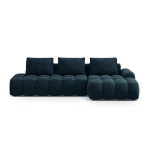 Coltar extensibil dreapta 3 locuri, Linz, Cosmopolitan Design, 275x142x84 cm, cotiera stanga, catifea, albastru petrol inchis imagine