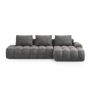 Coltar extensibil dreapta 3 locuri, Linz, Cosmopolitan Design, 275x142x84 cm, cotiera stanga, catifea, gri imagine