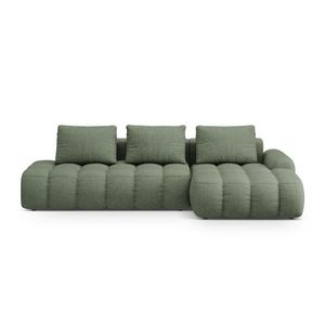 Coltar extensibil dreapta 3 locuri, Linz, Cosmopolitan Design, 275x142x84 cm, cotiera stanga, tesatura structurata, verde oliv inchis imagine