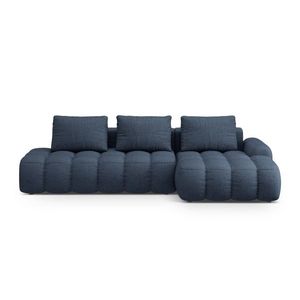 Coltar extensibil dreapta 3 locuri, Linz, Cosmopolitan Design, 275x142x84 cm, cotiera stanga, tesatura structurata, albastru inchis imagine