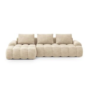 Coltar extensibil stanga 3 locuri, Linz, Cosmopolitan Design, 275x142x84 cm, catifea, bej deschis imagine