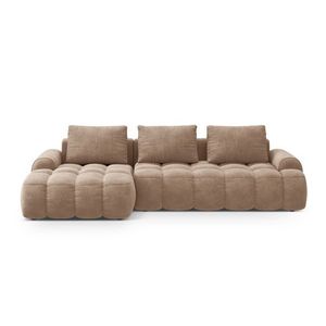 Coltar extensibil stanga 3 locuri, Linz, Cosmopolitan Design, 275x142x84 cm, catifea, bej inchis imagine