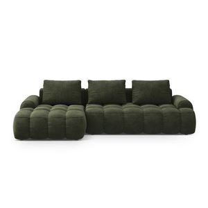 Coltar extensibil stanga 3 locuri, Linz, Cosmopolitan Design, 275x142x84 cm, catifea, verde imagine