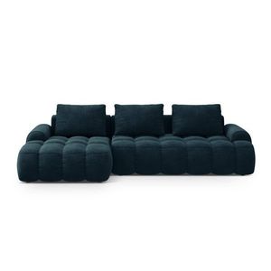 Coltar extensibil stanga 3 locuri, Linz, Cosmopolitan Design, 275x142x84 cm, catifea, albastru petrol inchis imagine