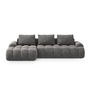 Coltar extensibil stanga 3 locuri, Linz, Cosmopolitan Design, 275x142x84 cm, catifea, gri imagine