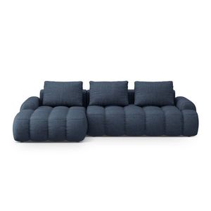 Coltar extensibil stanga 3 locuri, Linz, Cosmopolitan Design, 275x142x84 cm, tesatura structurata, albastru inchis imagine