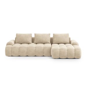 Coltar extensibil dreapta 3 locuri, Linz, Cosmopolitan Design, 275x142x84 cm, catifea, bej deschis imagine