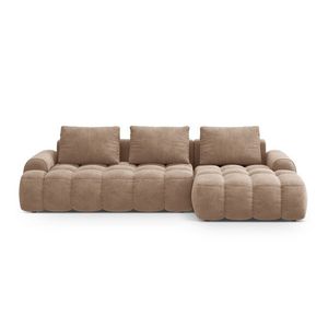 Coltar extensibil dreapta 3 locuri, Linz, Cosmopolitan Design, 275x142x84 cm, catifea, bej inchis imagine