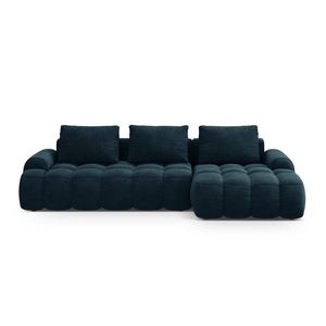 Coltar extensibil dreapta 3 locuri, Linz, Cosmopolitan Design, 275x142x84 cm, catifea, albastru petrol inchis imagine
