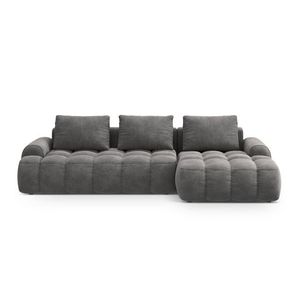 Coltar extensibil dreapta 3 locuri, Linz, Cosmopolitan Design, 275x142x84 cm, catifea, gri imagine