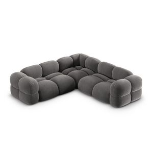 Coltar simetric 4 locuri, Loretto, Cosmopolitan Design, 250x250x68 cm, catifea, gri imagine