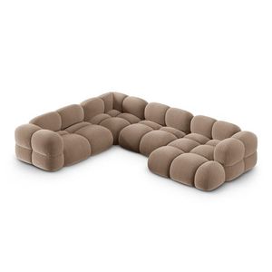 Coltar panoramic stanga 5 locuri, Loretto, Cosmopolitan Design, 345x250x68 cm, catifea, bej inchis imagine