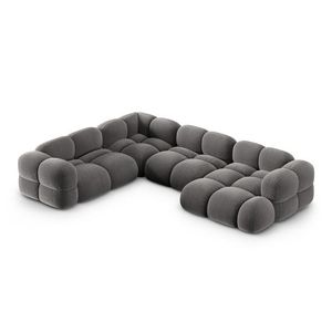 Coltar panoramic stanga 5 locuri, Loretto, Cosmopolitan Design, 345x250x68 cm, catifea, gri imagine