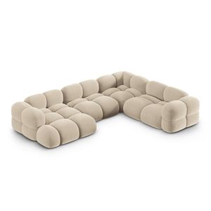 Coltar panoramic dreapta 5 locuri, Loretto, Cosmopolitan Design, 345x250x68 cm, catifea, bej deschis imagine