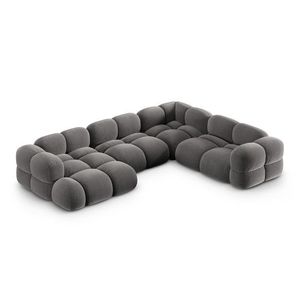Coltar panoramic dreapta 5 locuri, Loretto, Cosmopolitan Design, 345x250x68 cm, catifea, gri imagine