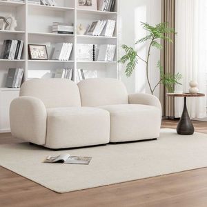 Canapea modulara 2 locuri Helmi, Homla, 184x87x73 cm, MDF/metal/poliester, ecru imagine