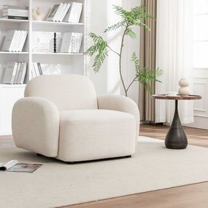 Fotoliu Helmi, Homla, 108x87x73 cm, MDF/metal/poliester, ecru imagine