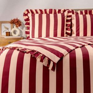 Lenjerie de pat King Size, Tiffany, Homla, 3 piese, 200x220 cm, poliester, crem/visiniu imagine