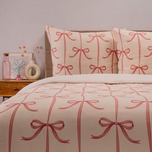 Lenjerie de pat King Size, Vivienne, Homla, 3 piese, 200x220 cm, microfibra din poliester, alb/roz imagine