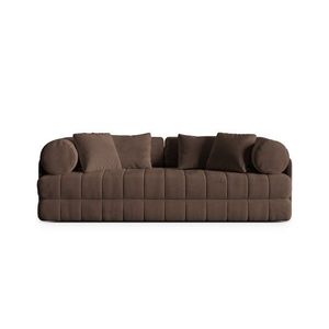 Canapea extensibila 3 locuri, Kemi, Cosmopolitan Design, 206x95x70 cm, catifea, ciocolata imagine