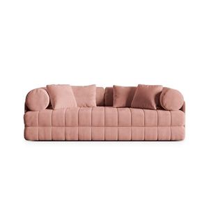 Canapea extensibila 3 locuri, Kemi, Cosmopolitan Design, 206x95x70 cm, catifea, roz imagine