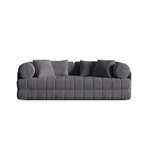 Canapea extensibila 3 locuri, Kemi, Cosmopolitan Design, 206x95x70 cm, catifea, gri inchis imagine