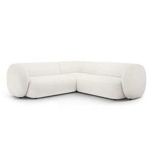 Coltar simetric 5 locuri, Kate, Micadoni, 252x252x76 cm, tesatura boucle, alb imagine