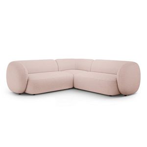 Coltar simetric 5 locuri, Kate, Micadoni, 252x252x76 cm, tesatura boucle, roz pudra imagine