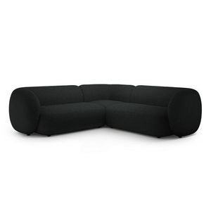 Coltar simetric 5 locuri, Kate, Micadoni, 252x252x76 cm, tesatura boucle, negru imagine