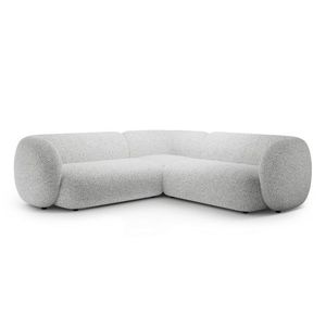 Coltar simetric 5 locuri, Kate, Micadoni, 252x252x76 cm, tesatura structurata, gri deschis melanj imagine