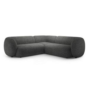 Coltar simetric 5 locuri, Kate, Micadoni, 252x252x76 cm, tesatura structurata, gri inchis melanj imagine