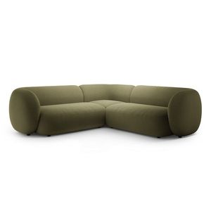 Coltar simetric 5 locuri, Kate, Micadoni, 252x252x76 cm, catifea, verde imagine