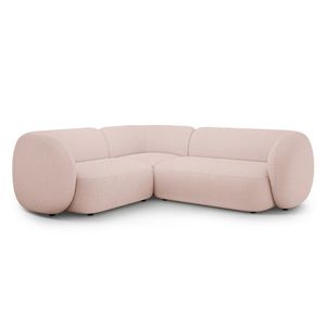 Coltar stanga 4 locuri, Kate, Micadoni, 252x220x76 cm, tesatura boucle, roz pudra imagine