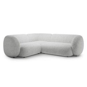 Coltar stanga 4 locuri, Kate, Micadoni, 252x220x76 cm, tesatura structurata, gri deschis melanj imagine