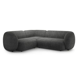 Coltar stanga 4 locuri, Kate, Micadoni, 252x220x76 cm, tesatura structurata, gri inchis melanj imagine