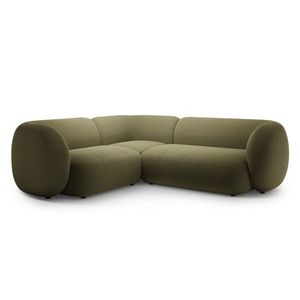 Coltar stanga 4 locuri, Kate, Micadoni, 252x220x76 cm, catifea, verde imagine