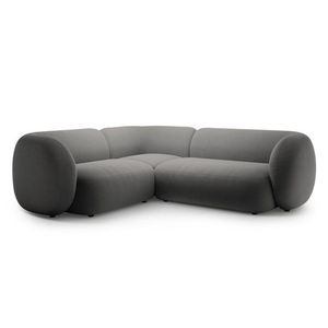 Coltar stanga 4 locuri, Kate, Micadoni, 252x220x76 cm, catifea, gri inchis imagine