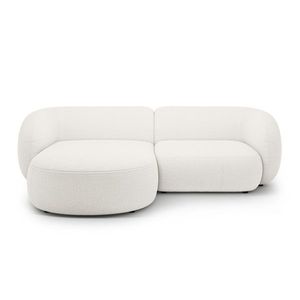 Coltar stanga 2 locuri, Kate, Micadoni, 255x176x76 cm, tesatura boucle, alb imagine