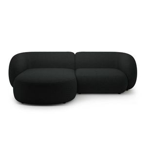 Coltar stanga 2 locuri, Kate, Micadoni, 255x176x76 cm, tesatura boucle, negru imagine