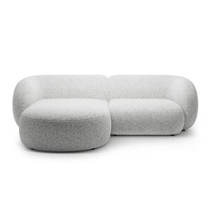 Coltar stanga 2 locuri, Kate, Micadoni, 255x176x76 cm, tesatura structurata, gri deschis melanj imagine
