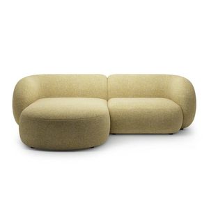 Coltar stanga 2 locuri, Kate, Micadoni, 255x176x76 cm, tesatura structurata, galben melanj imagine