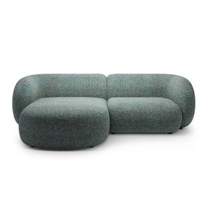 Coltar stanga 2 locuri, Kate, Micadoni, 255x176x76 cm, tesatura structurata, albastru melanj imagine
