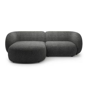 Coltar stanga 2 locuri, Kate, Micadoni, 255x176x76 cm, tesatura structurata, gri inchis melanj imagine