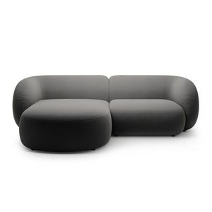 Coltar stanga 2 locuri, Kate, Micadoni, 255x176x76 cm, catifea, gri inchis imagine