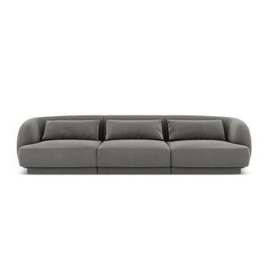 Canapea 3 locuri, Tulum, Cosmopolitan Design, 255x90x70 cm, catifea, gri deschis imagine
